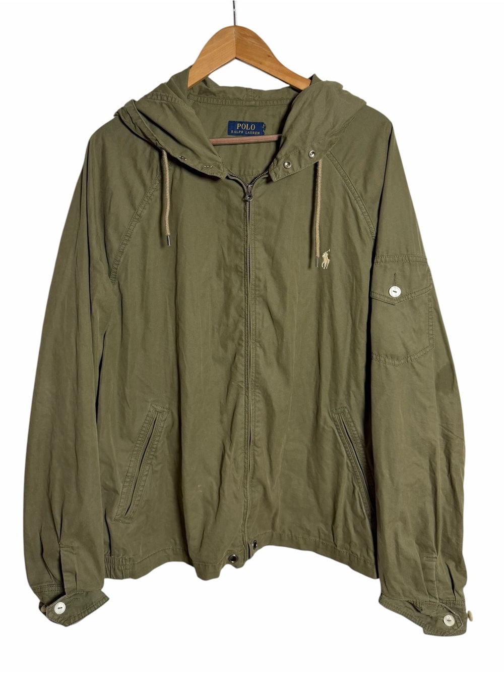 Polo Ralph Lauren Olive Green Hooded Utility Military Jacket Gorpcore Size Large